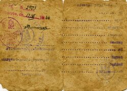 Ausweis Józefa Filipowiczazamieszkałego w Porycku (Pawliwce), wystawiony 1 II 1943 r. W marcu 1944 r. dokument potwierdzony w Ropczycach w powiecie dębickim. Zbiory Piotra Filipowicza (nr 4)
